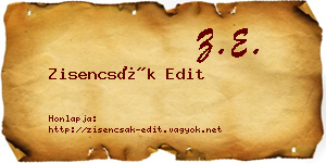Zisencsák Edit névjegykártya